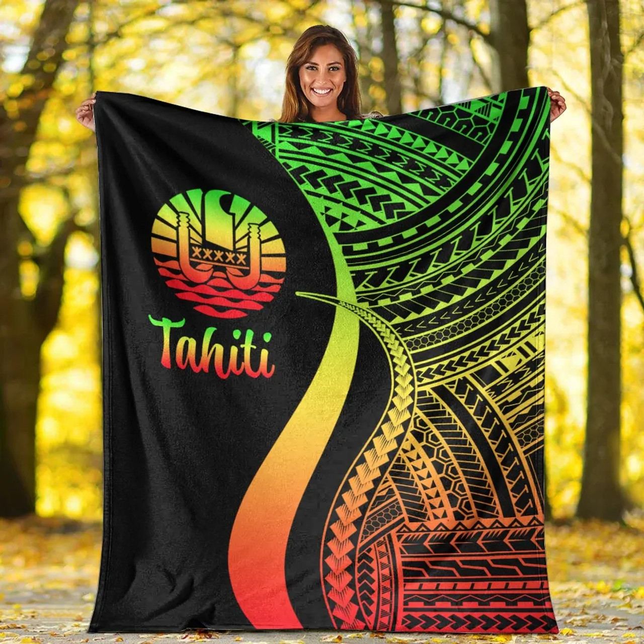 Tahiti Premium Blanket - Reggae Polynesian Tentacle Tribal Pattern 5