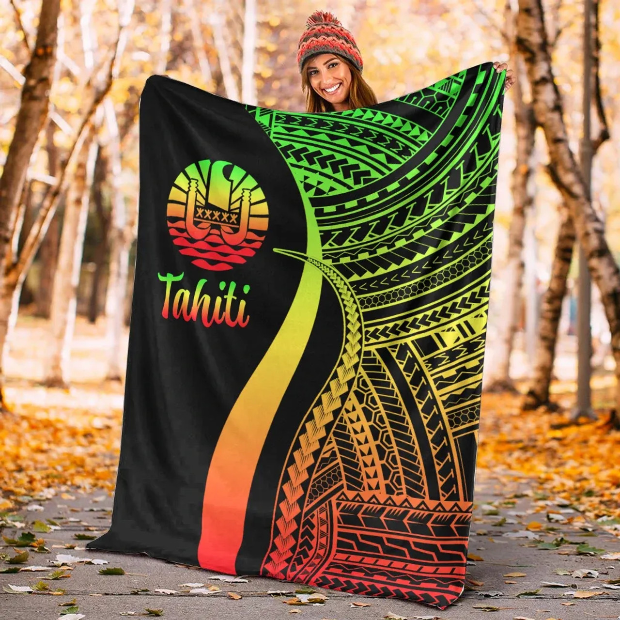 Tahiti Premium Blanket - Reggae Polynesian Tentacle Tribal Pattern 6