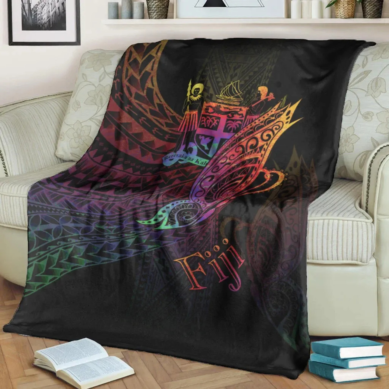 Fiji Premium Blanket - Butterfly Polynesian Style 2