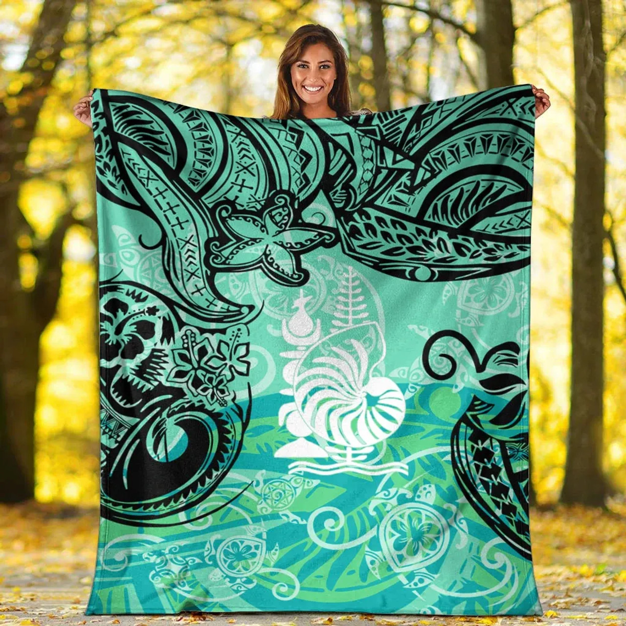 New Caledonia Premium Blanket - Vintage Floral Pattern Green Color 5
