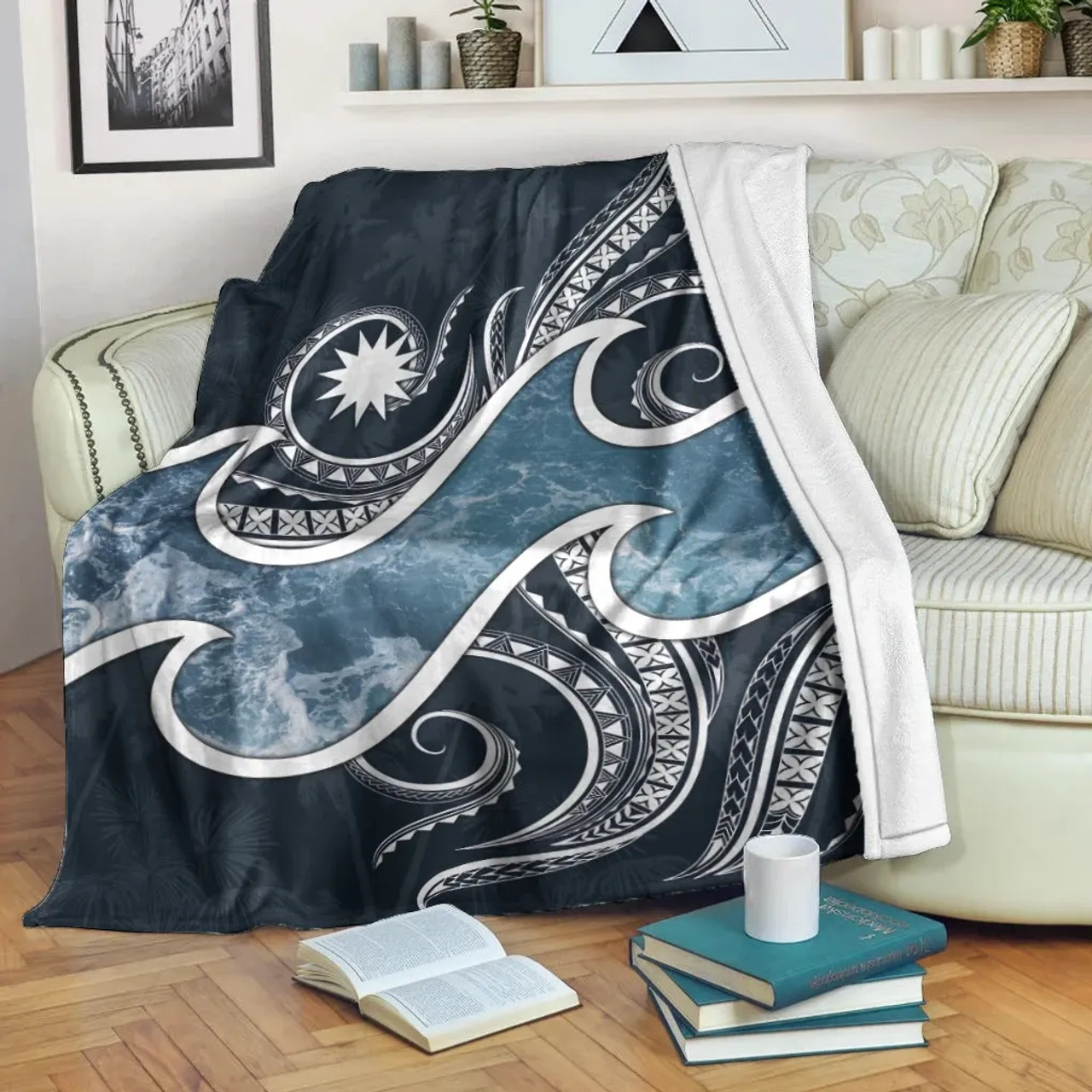 Nauru Polynesian Premium Blanket - Ocean Style 1
