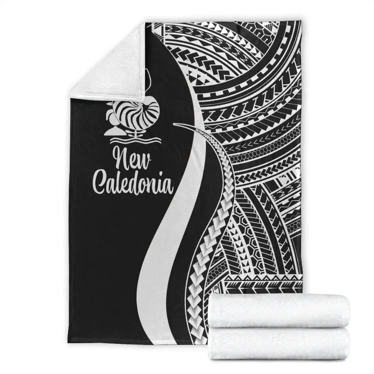 New Caledonia Premium Blanket - White Polynesian Tentacle Tribal Pattern Crest 7