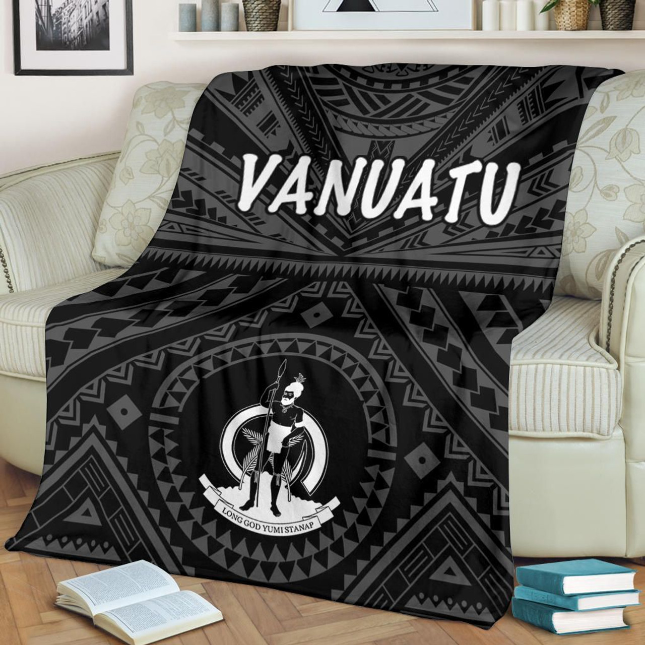 Vanuatu Premium Blanket  - Vanuatu Seal With Polynesian Tattoo Style 1