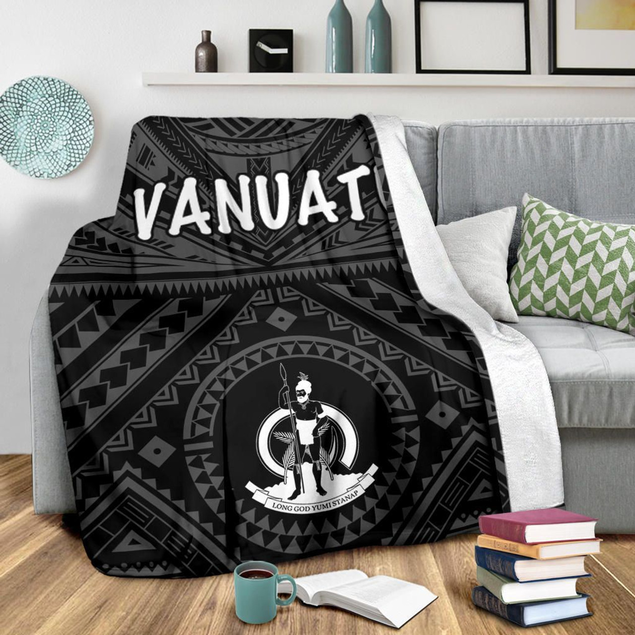Vanuatu Premium Blanket  - Vanuatu Seal With Polynesian Tattoo Style 3