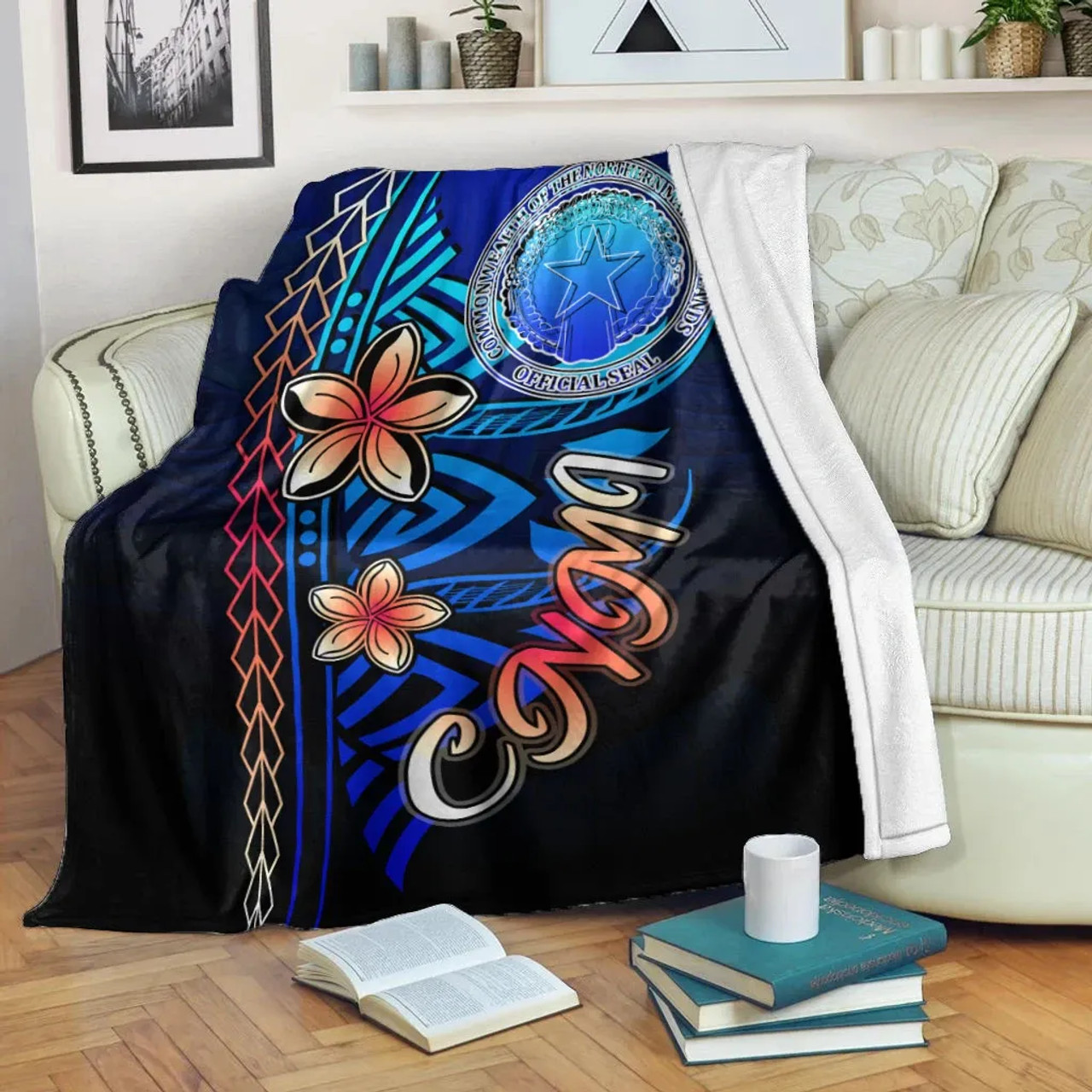 Northern Mariana Islands Premium Blanket - Vintage Tribal Mountain 1