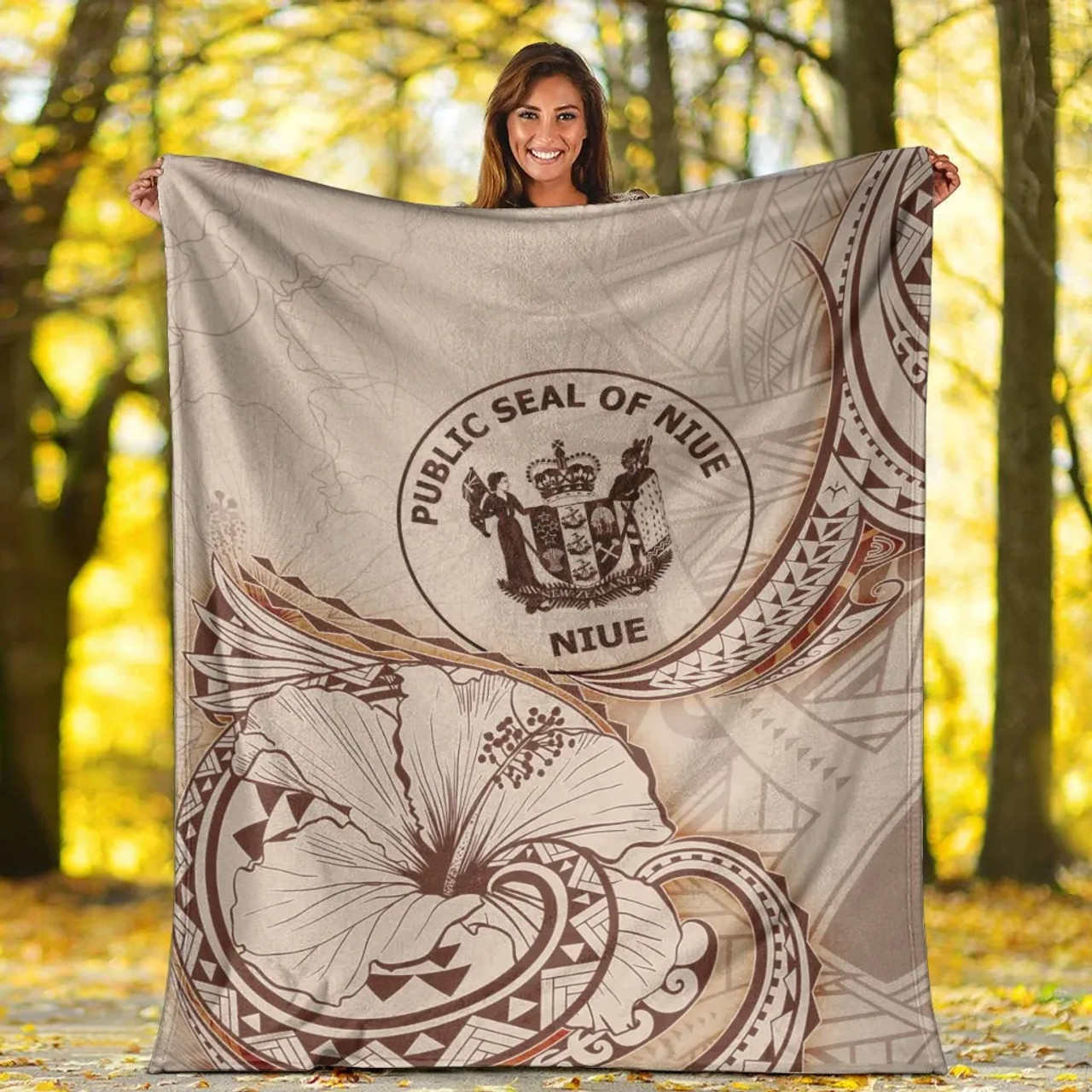 Niue Premium Blanket - Hibiscus Flowers Vintage Style 5