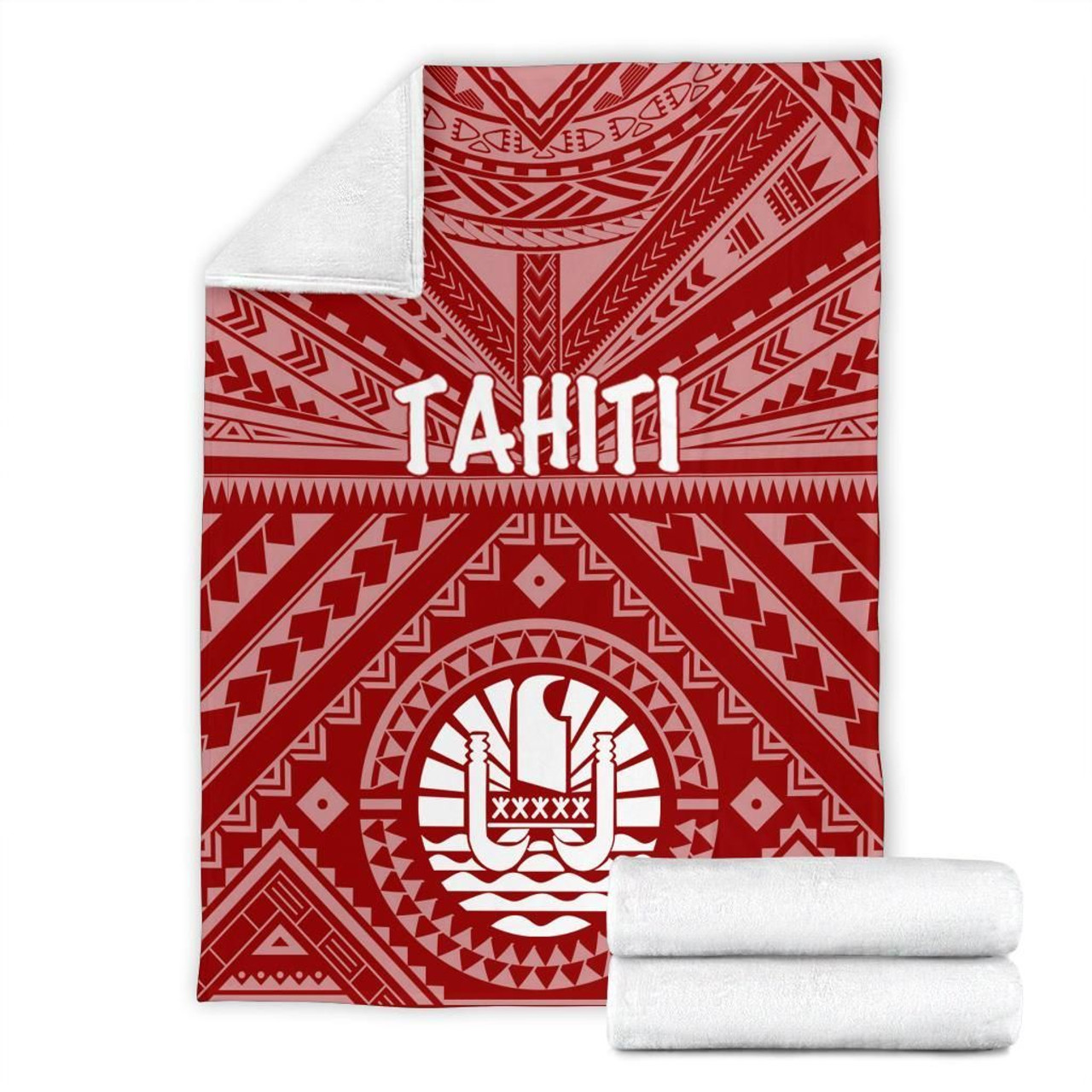 Tahiti Premium Blanket - Tahiti Seal In Polynesian Tattoo Style (Red) 7