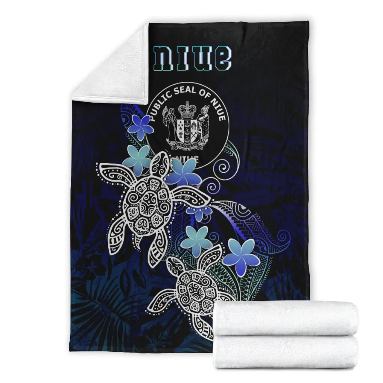 Niue Polynesian Premium Blanket - Blue Turtle Couple 7