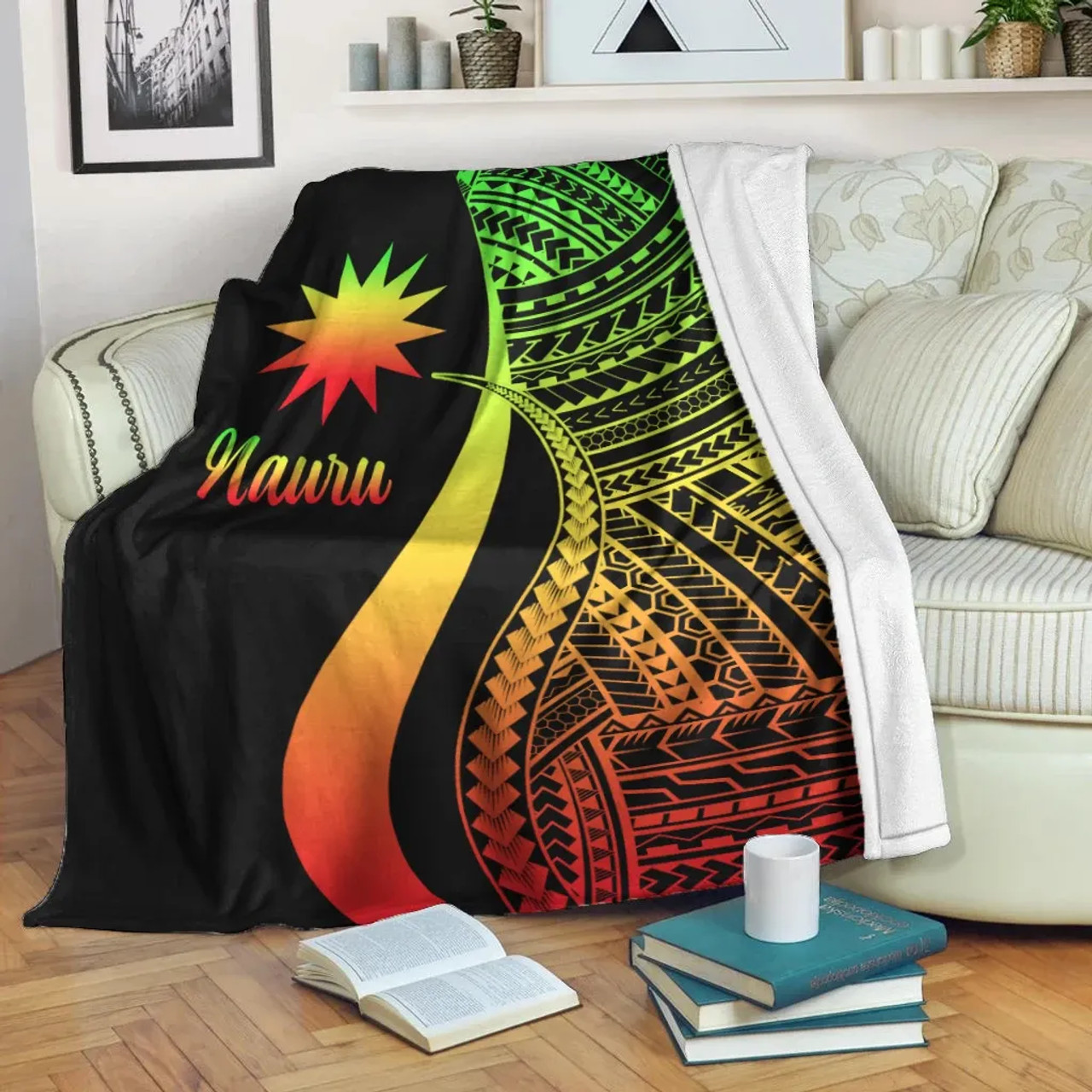 Nauru Premium Blanket - Reggae Polynesian Tentacle Tribal Pattern 2