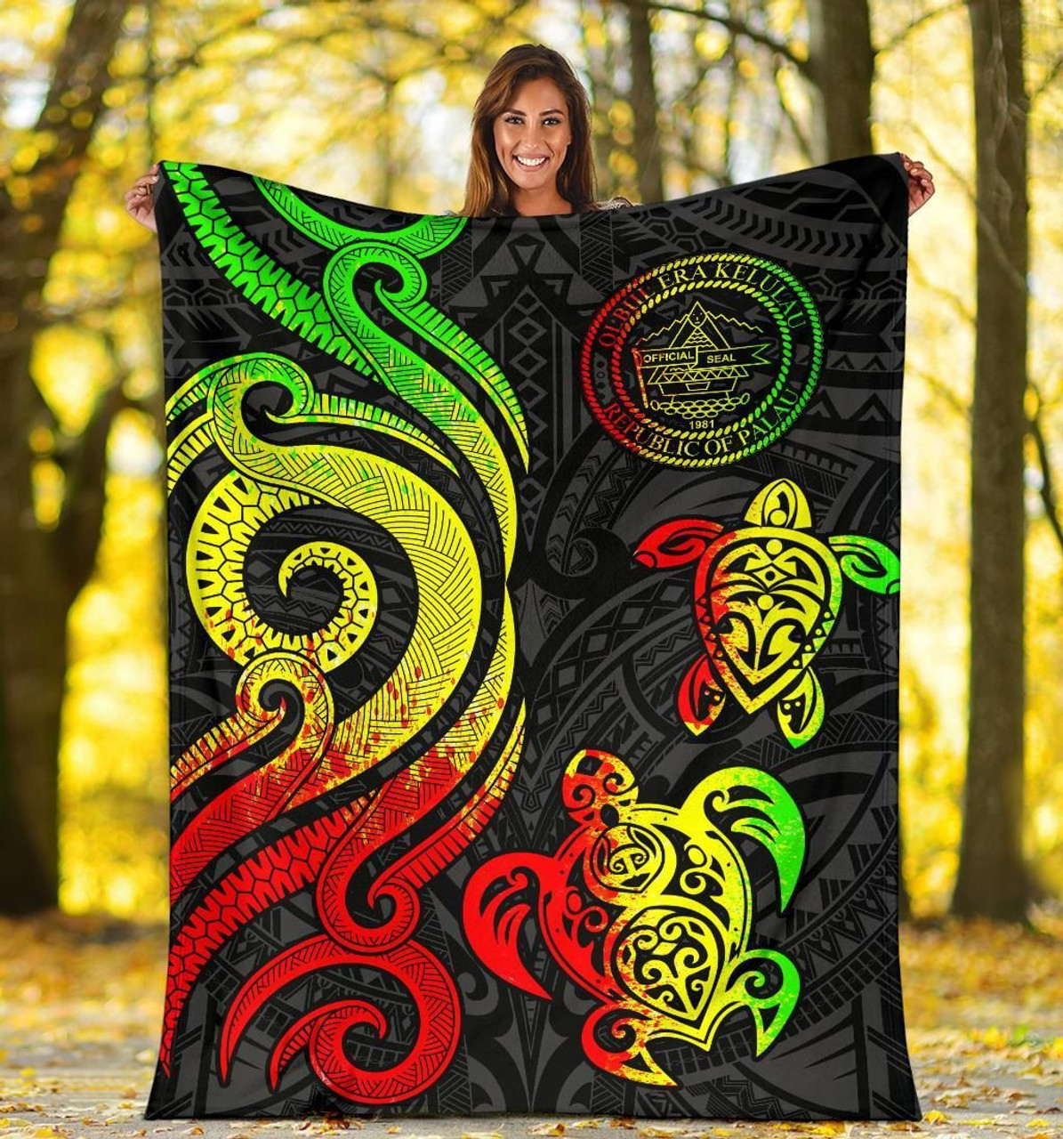 Palau Premium Blanket - Reggae Tentacle Turtle 5