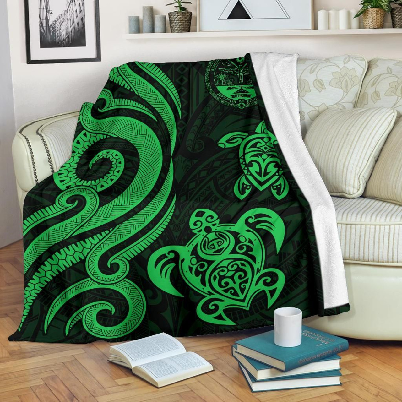 Marshall Islands Premium Blanket - Tentacle Turtle Green 1