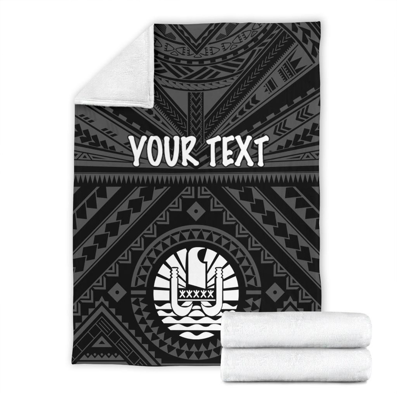 Tahiti Personalised Premium Blanket - Tahiti Seal In Polynesian Tattoo Style (Black) 8