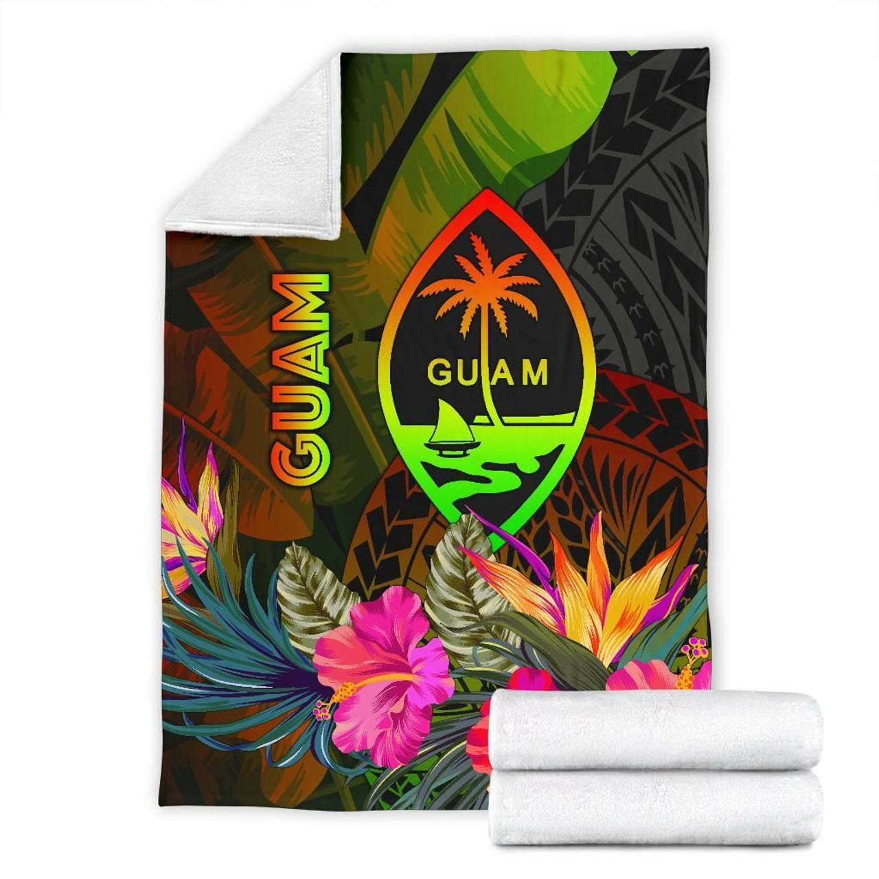 Guam Polynesian Premium Blanket -  Hibiscus and Banana Leaves 7