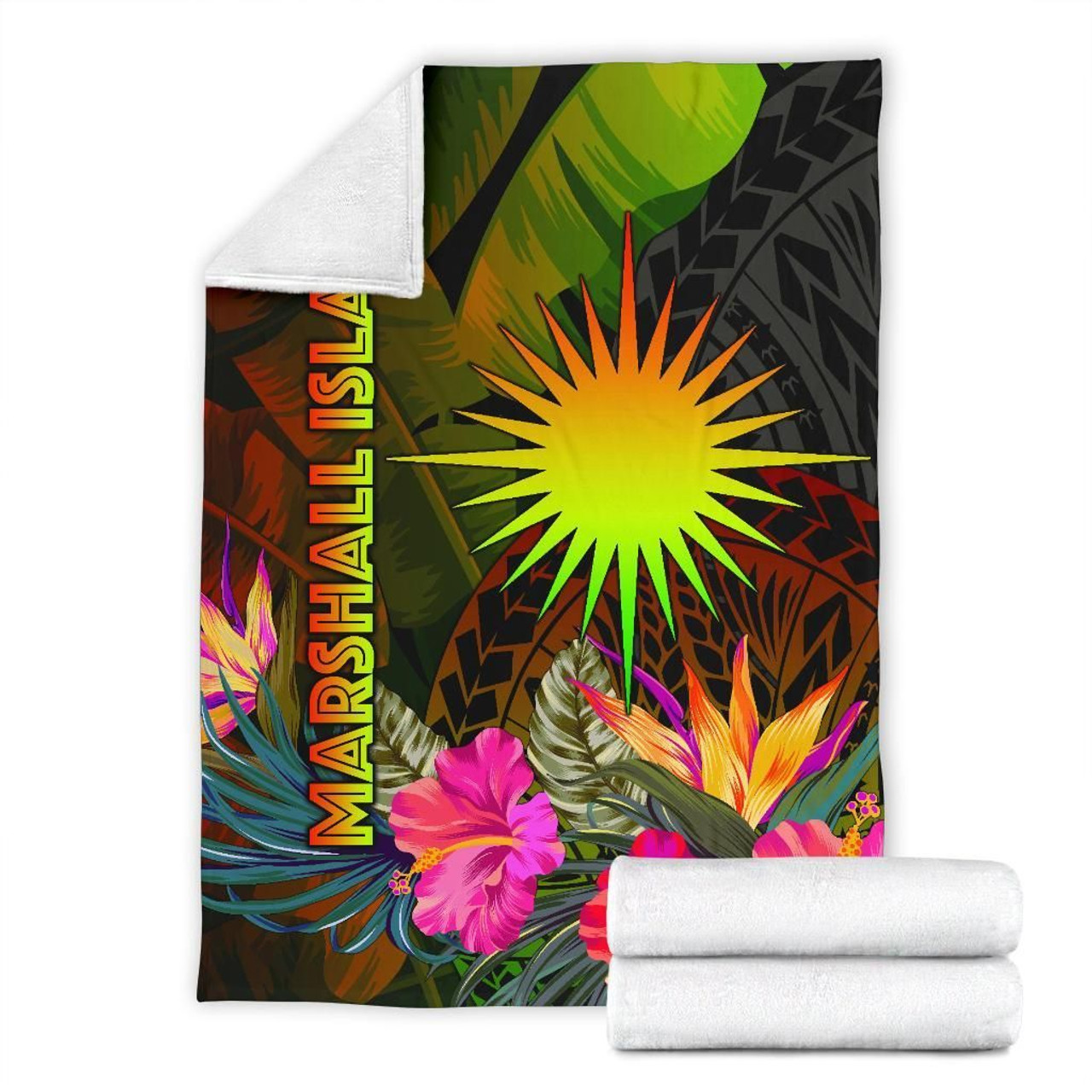 Marshall Islands Polynesian Premium Blanket -  Hibiscus and Banana Leaves 7