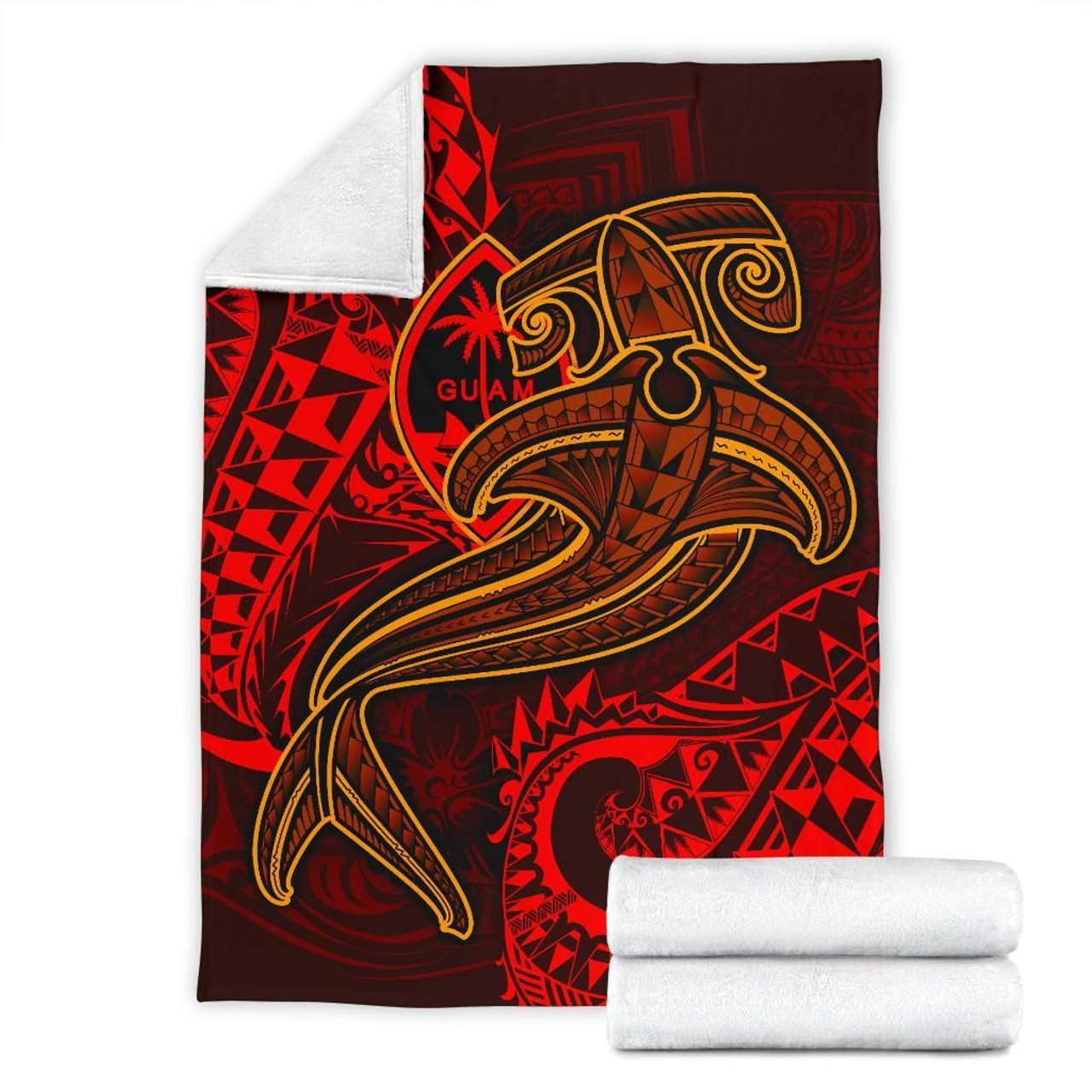 Guam Polynesian Premium Blanket - Red Shark Polynesian Tattoo 7