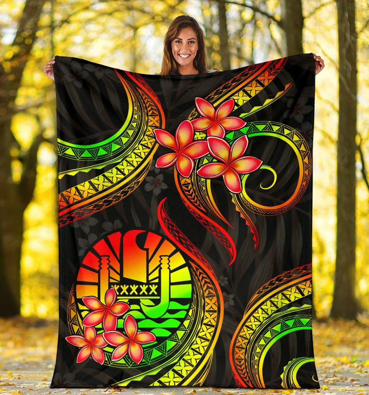Tahiti Polynesian Premium Blanket - Reggae Plumeria 5