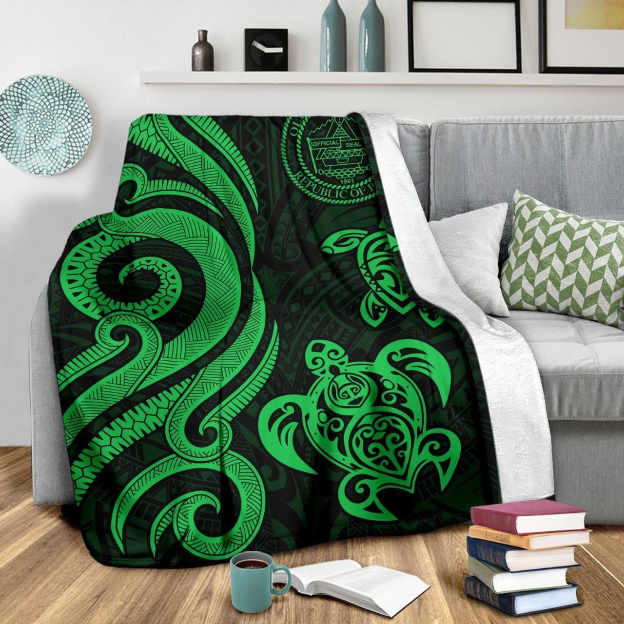 Palau Premium Blanket - Green Tentacle Turtle 3