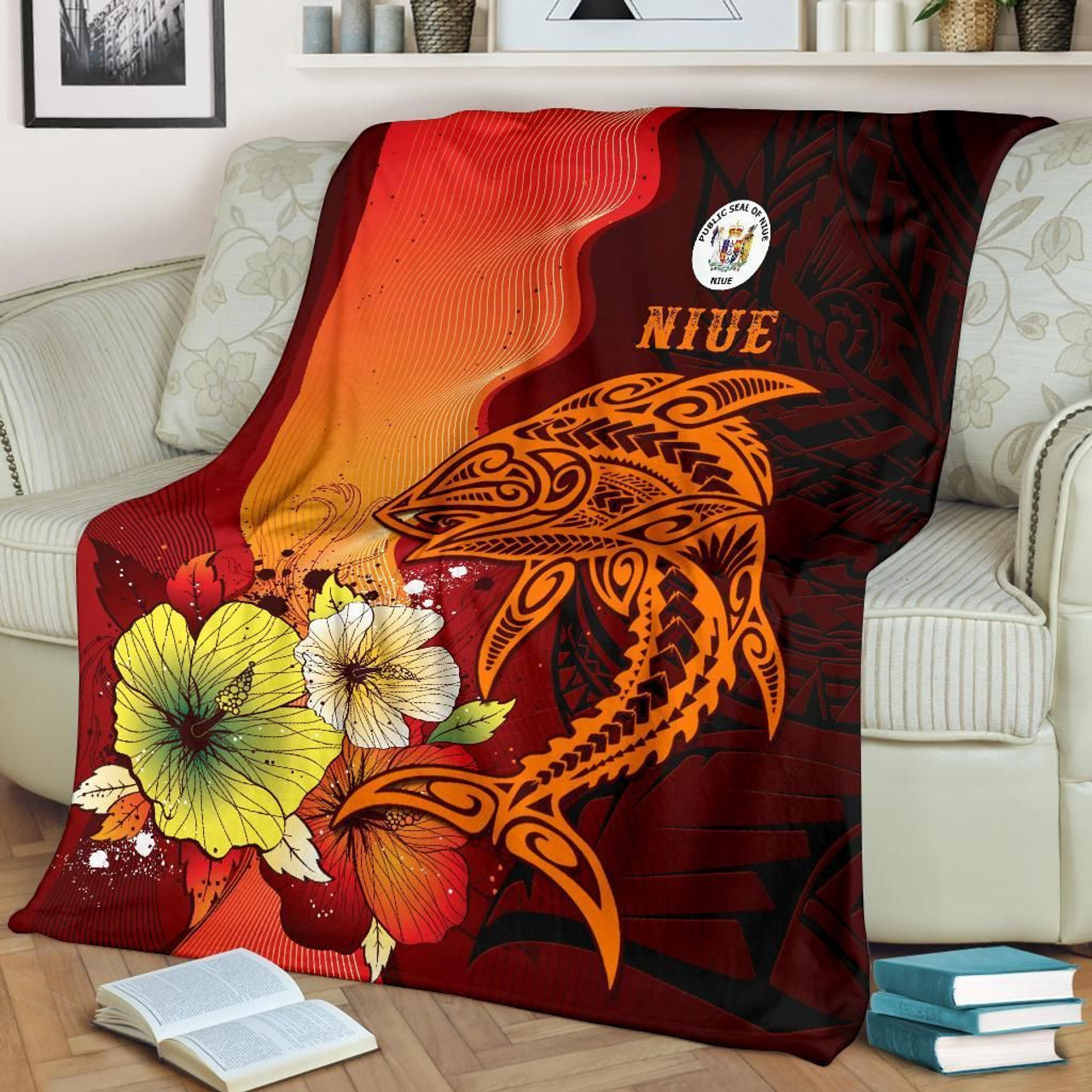 Niue Premium Blankets - Tribal Tuna Fish 1