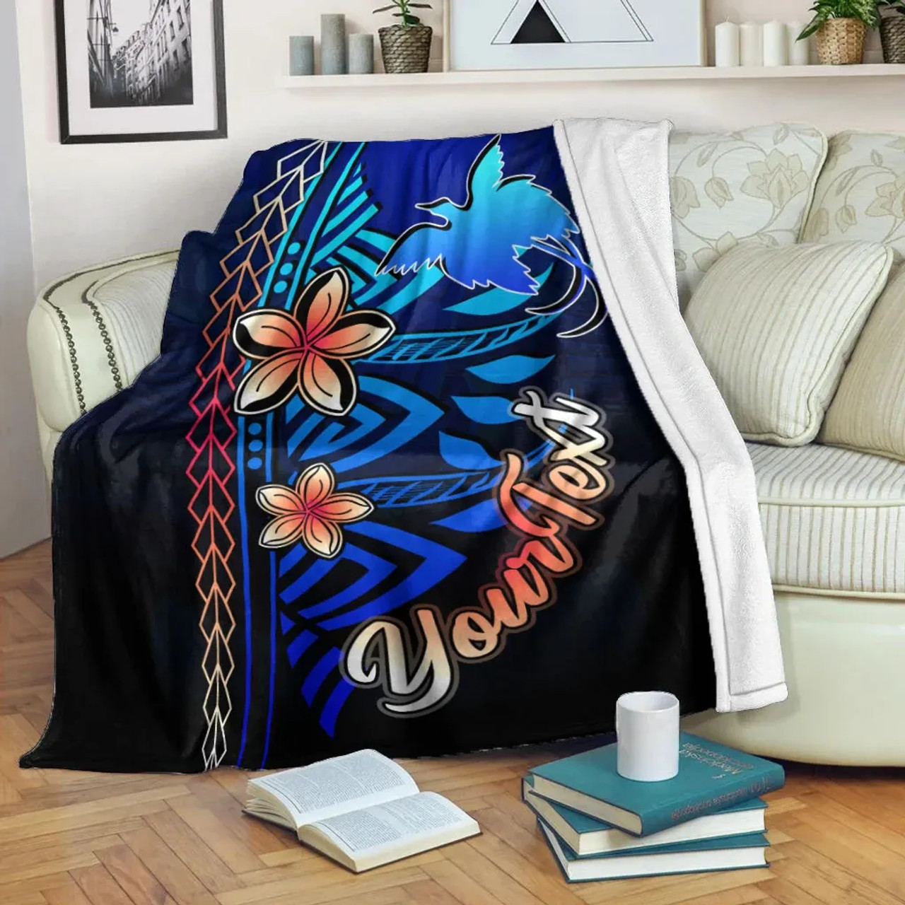 Papua New Guinea Custom Personalised Premium Blanket - Vintage Tribal Mountain 1