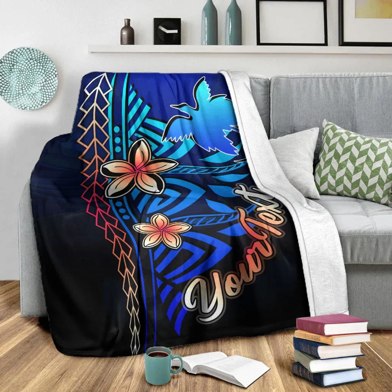 Papua New Guinea Custom Personalised Premium Blanket - Vintage Tribal Mountain 3