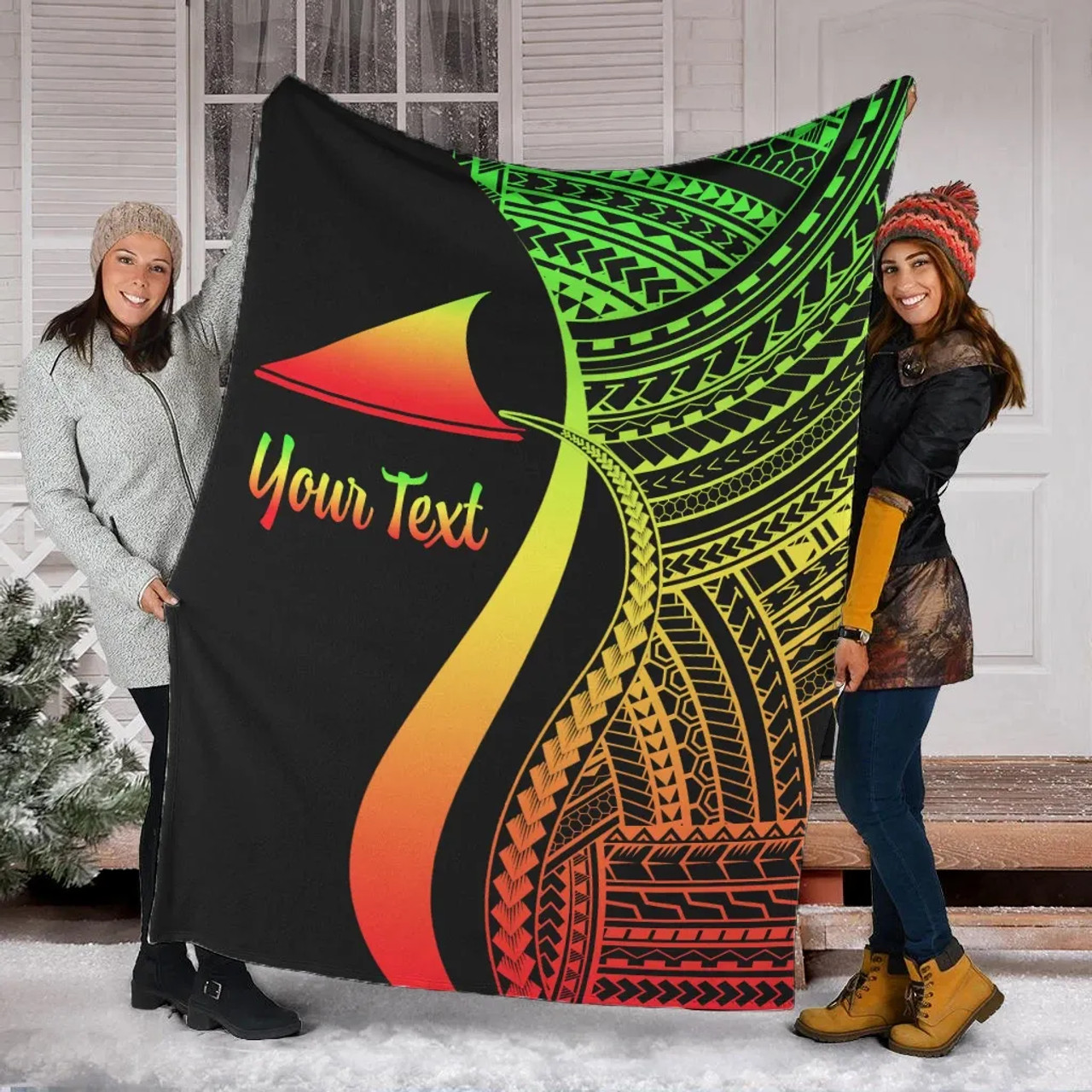Tokelau Custom Personalised Premium Blanket - Reggae Polynesian Tentacle Tribal Pattern 1