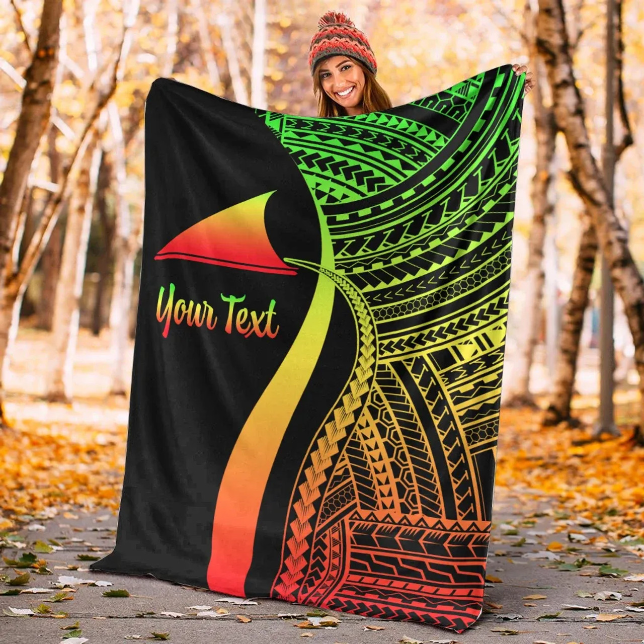 Tokelau Custom Personalised Premium Blanket - Reggae Polynesian Tentacle Tribal Pattern 5