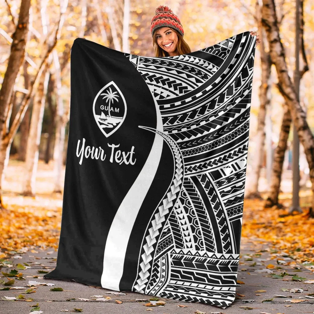 Guam Custom Personalised Premium Blanket - White Polynesian Tentacle Tribal Pattern 5