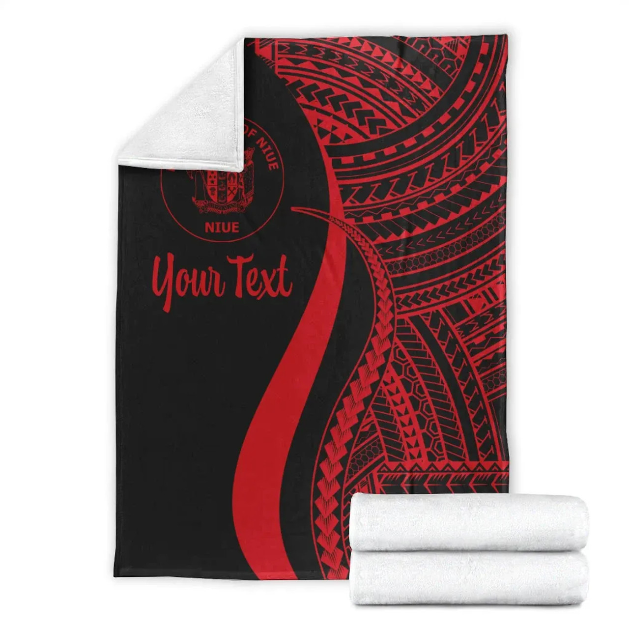 Niue Custom Personalised Premium Blanket - Red Polynesian Tentacle Tribal Pattern 7