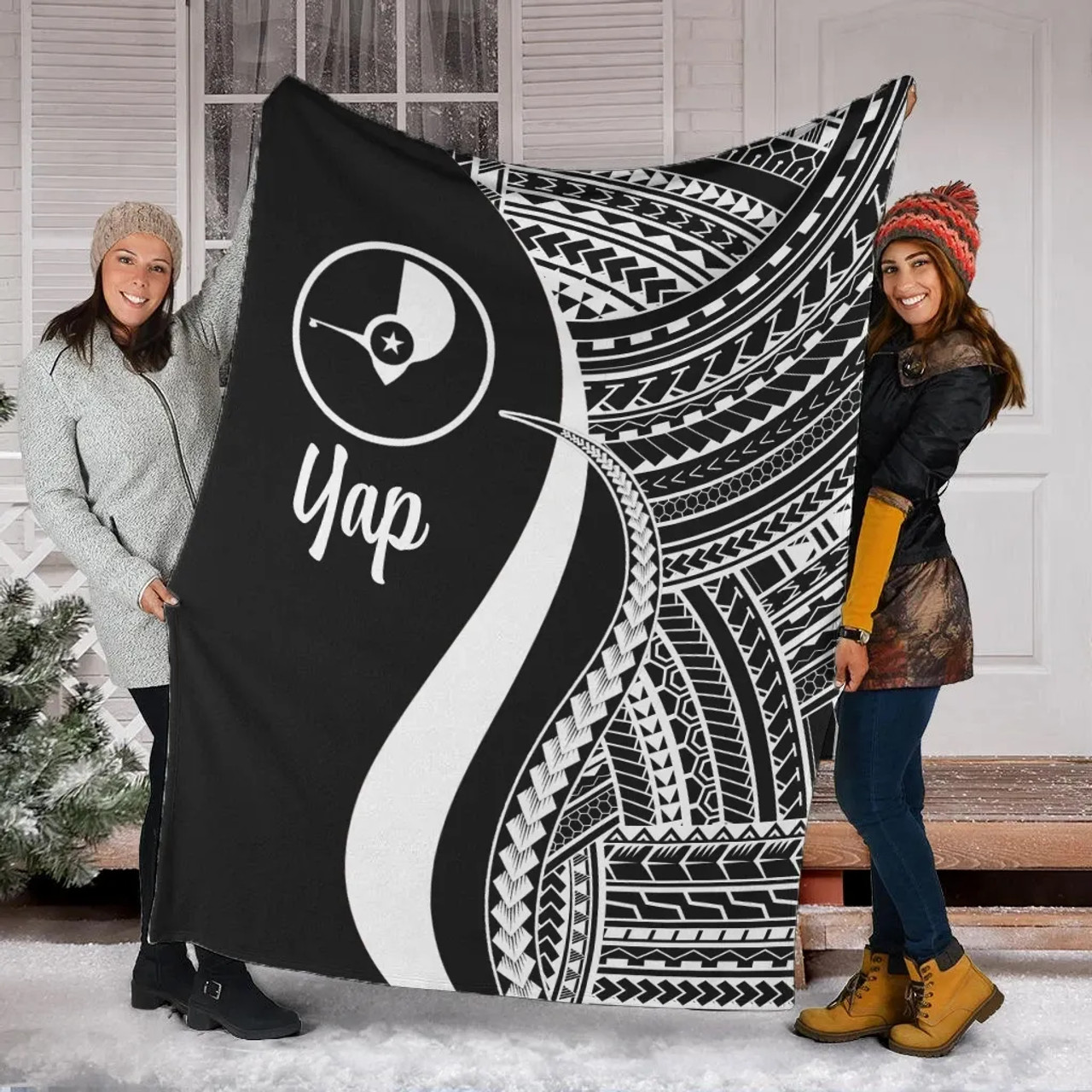 Yap Premium Blanket - White Polynesian Tentacle Tribal Pattern 1