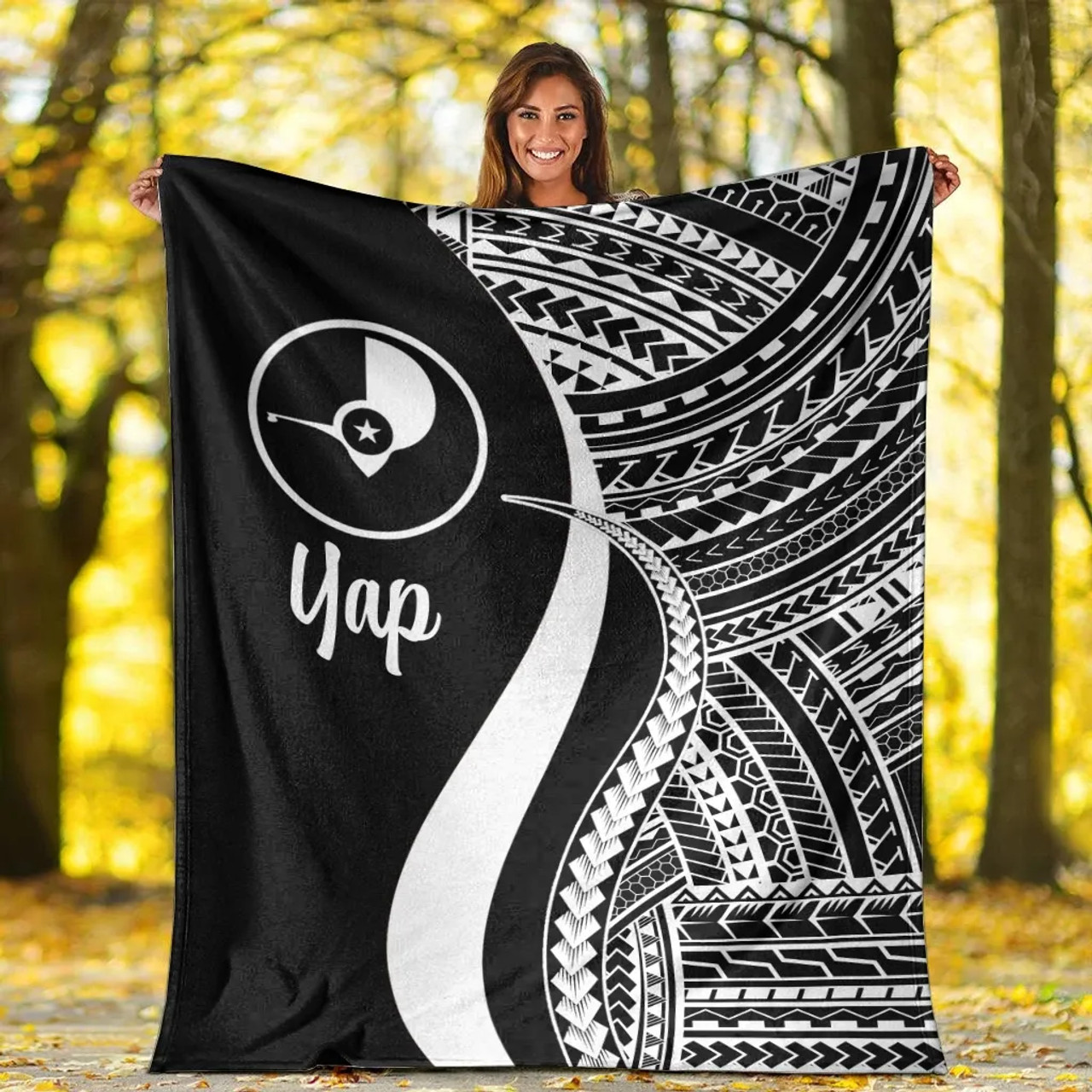 Yap Premium Blanket - White Polynesian Tentacle Tribal Pattern 6