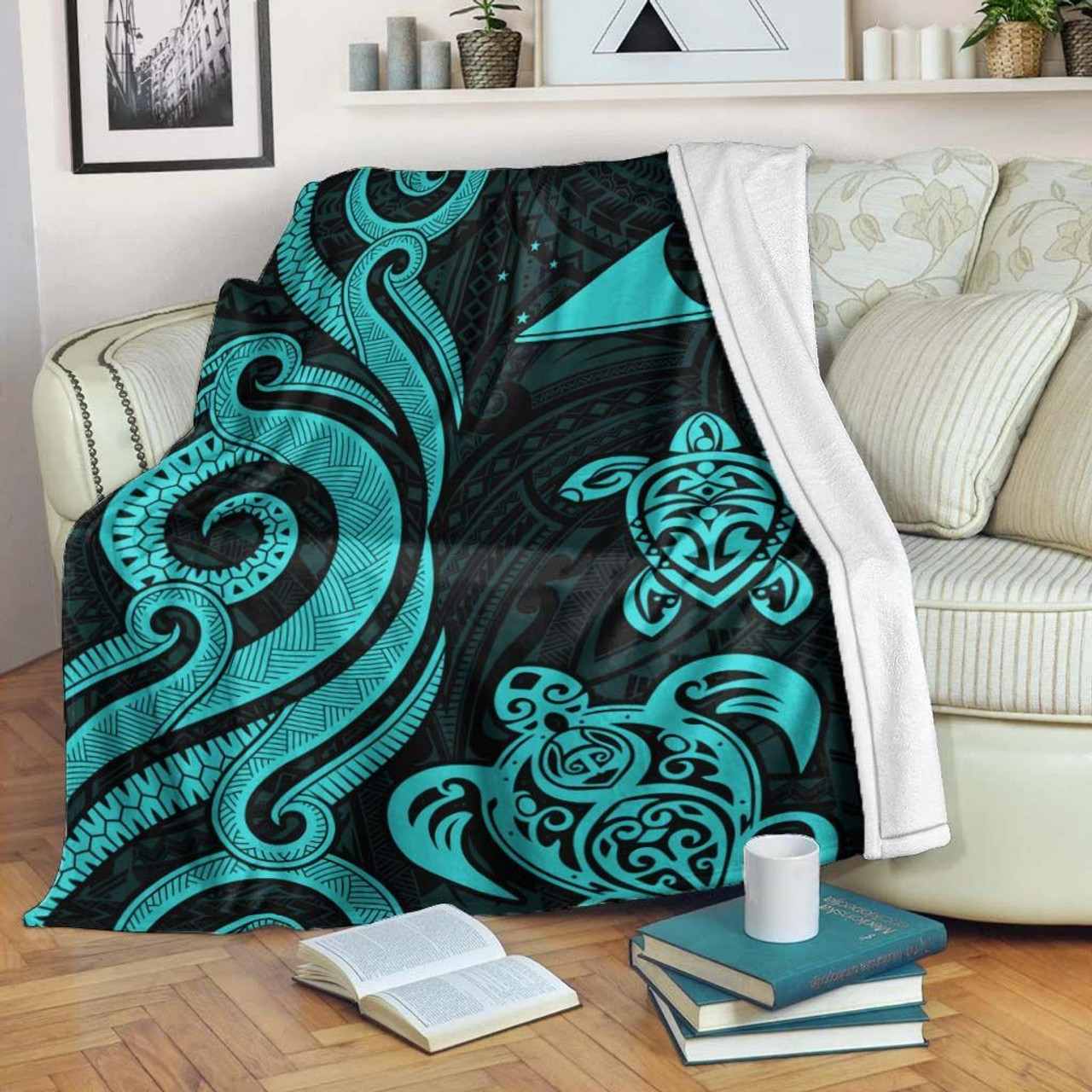 Tokelau Premium Blanket - Turquoise Tentacle Turtle 1