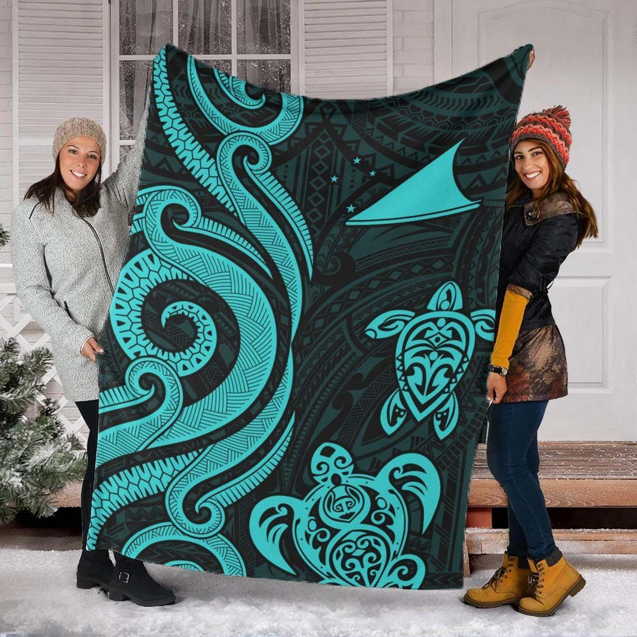 Tokelau Premium Blanket - Turquoise Tentacle Turtle 3