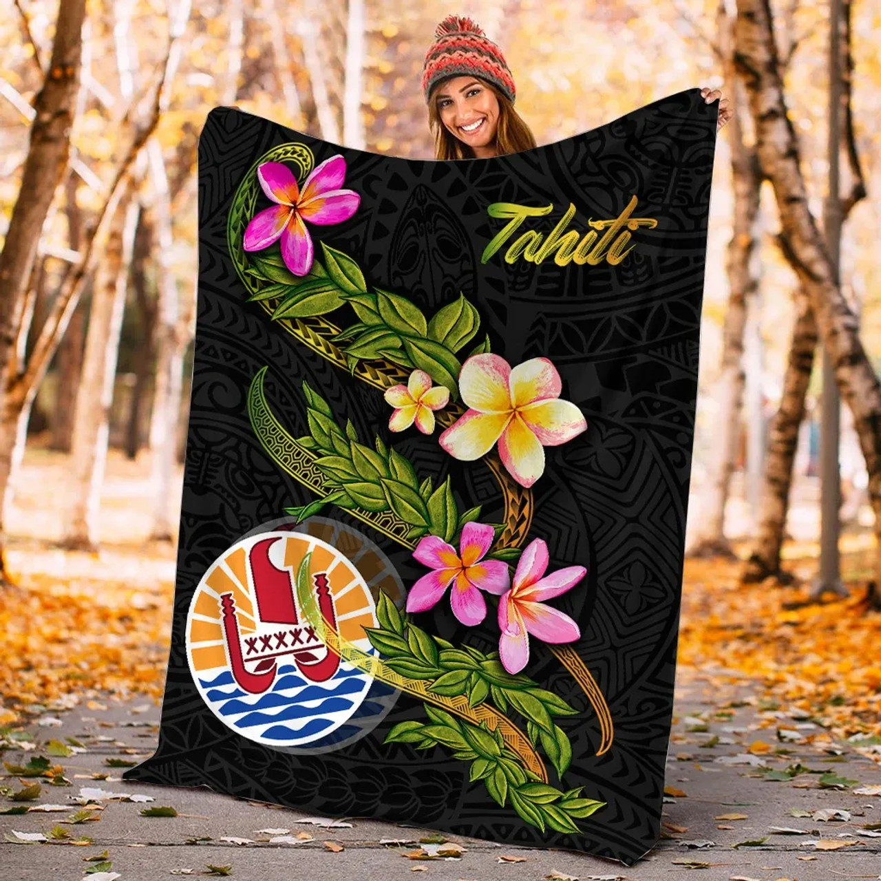 Tahiti Polynesian Blanket - Plumeria Tribal 4