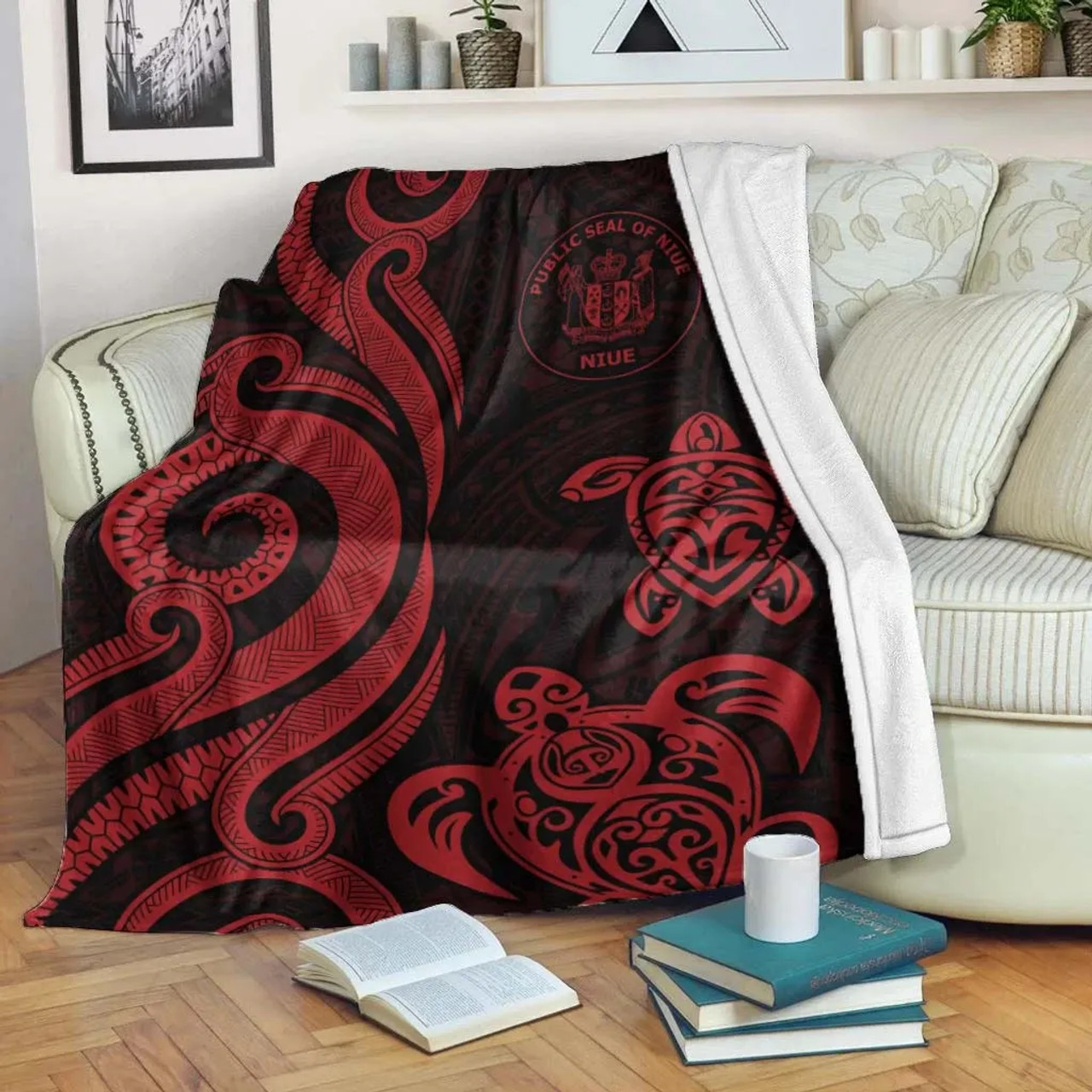 Niue Premium Blanket - Red Tentacle Turtle 1