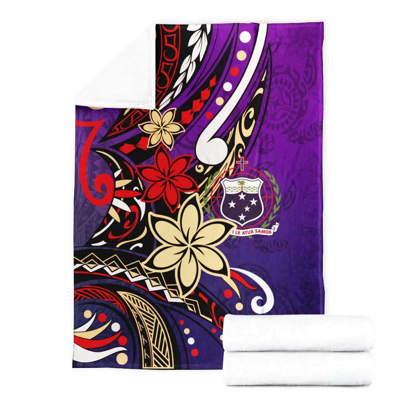 Samoa Premium Blanket - Tribal Flower With Special Turtles Purple Color 7