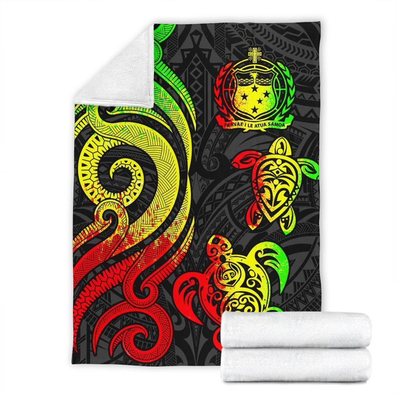 Samoa Polynesian Premium Blanket - Reggae Tentacle Turtle 7