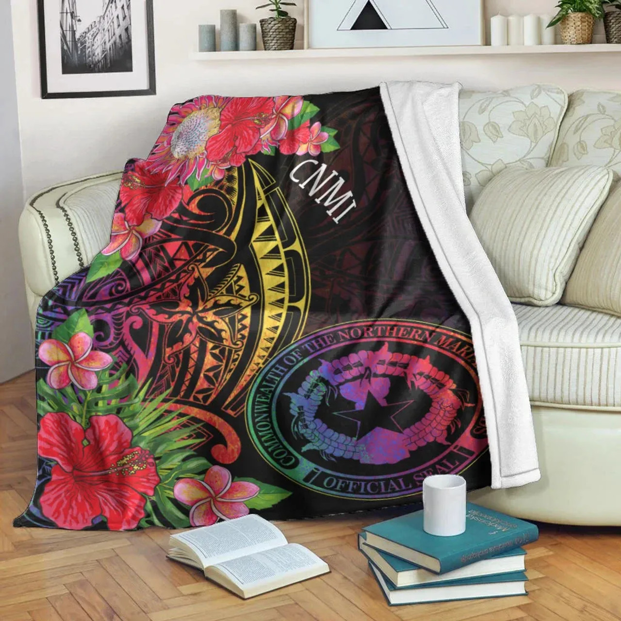 Northern Mariana Islands Premium Blanket - Tropical Hippie Style 1