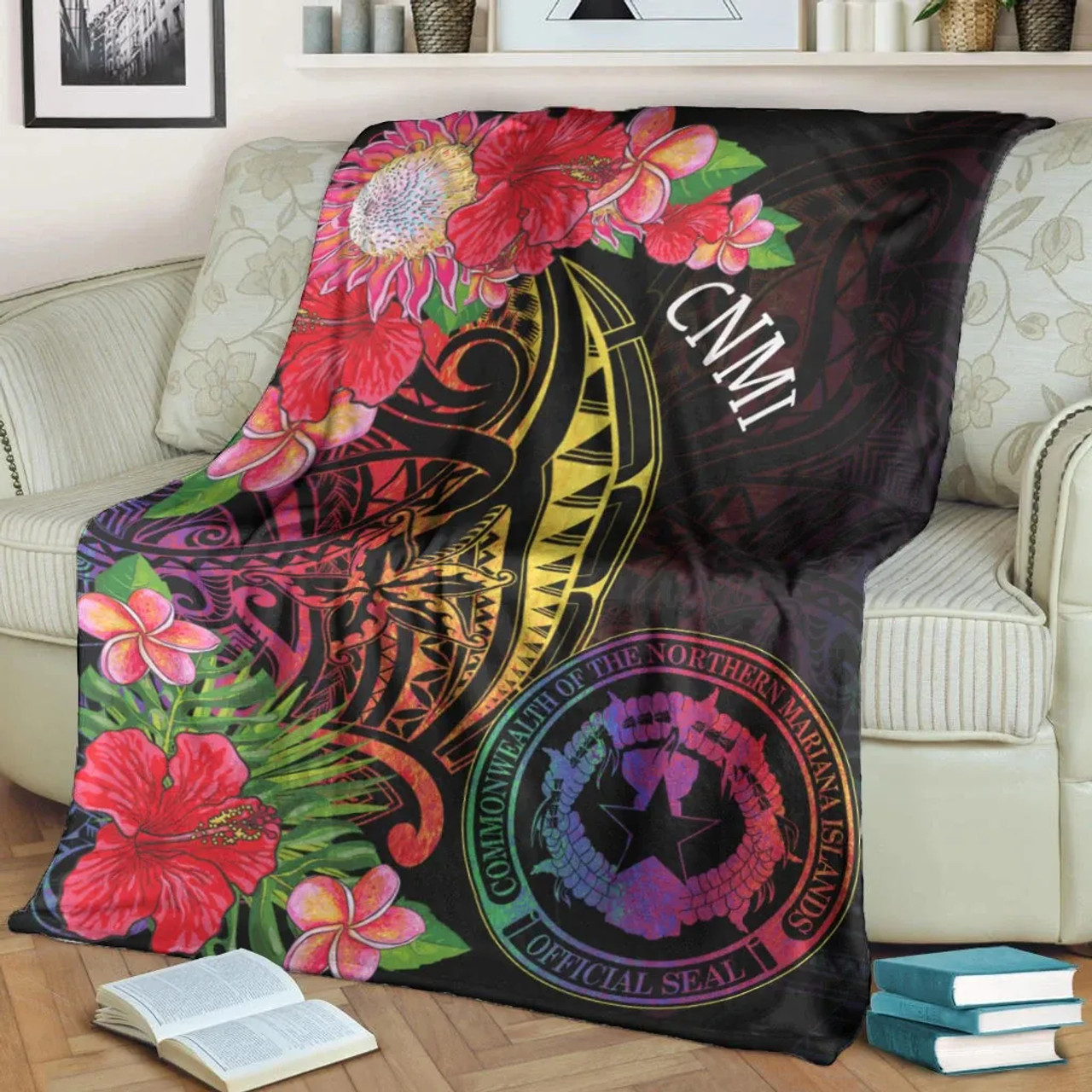 Northern Mariana Islands Premium Blanket - Tropical Hippie Style 2