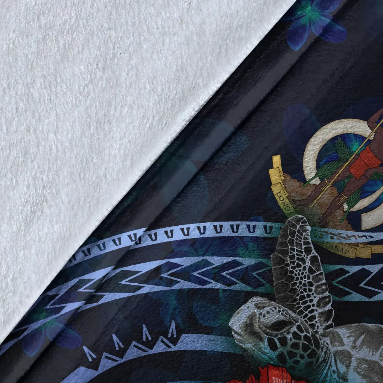 Vanuatu Polynesian Premium Blanket - Blue Turtle Hibiscus 8