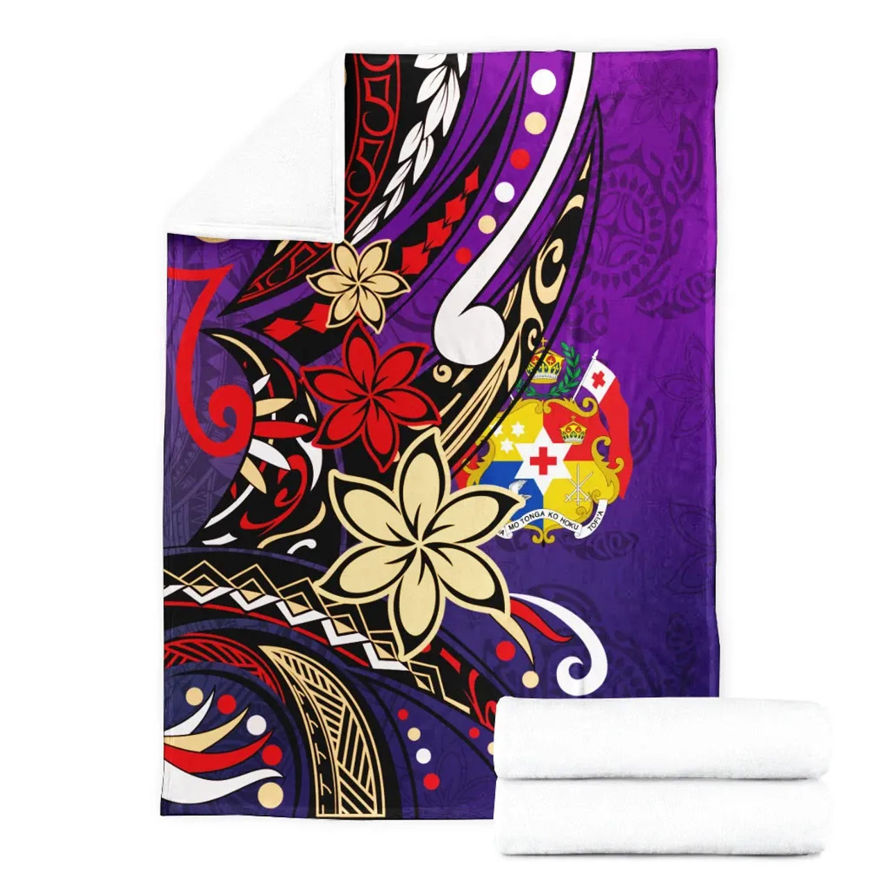 Tonga Premium Blanket - Tribal Flower With Special Turtles Purple Color 7