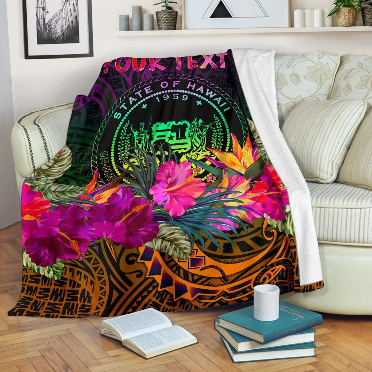Polynesian Hawaii Personalised Premium Blanket - Summer Hibiscus 1