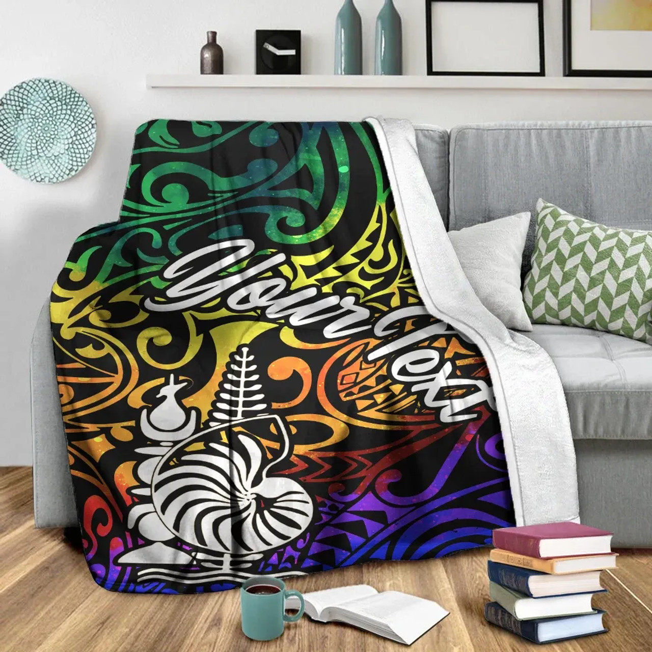 New Caledonia Custom Personalised Premium Blanket - Rainbow Polynesian Pattern 4