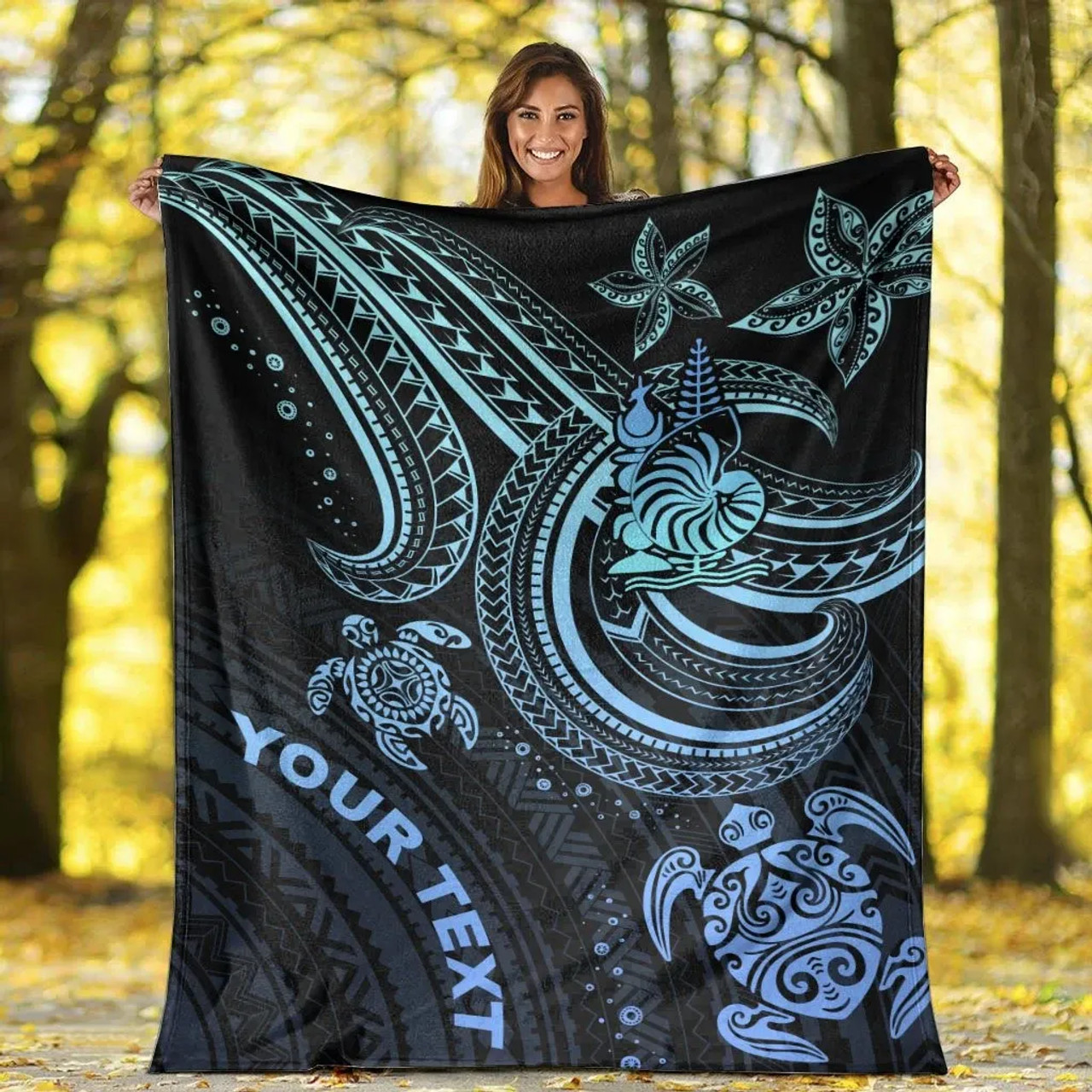 New Caledonia Custom Personalised Premium Blanket- Blue Turtle 5