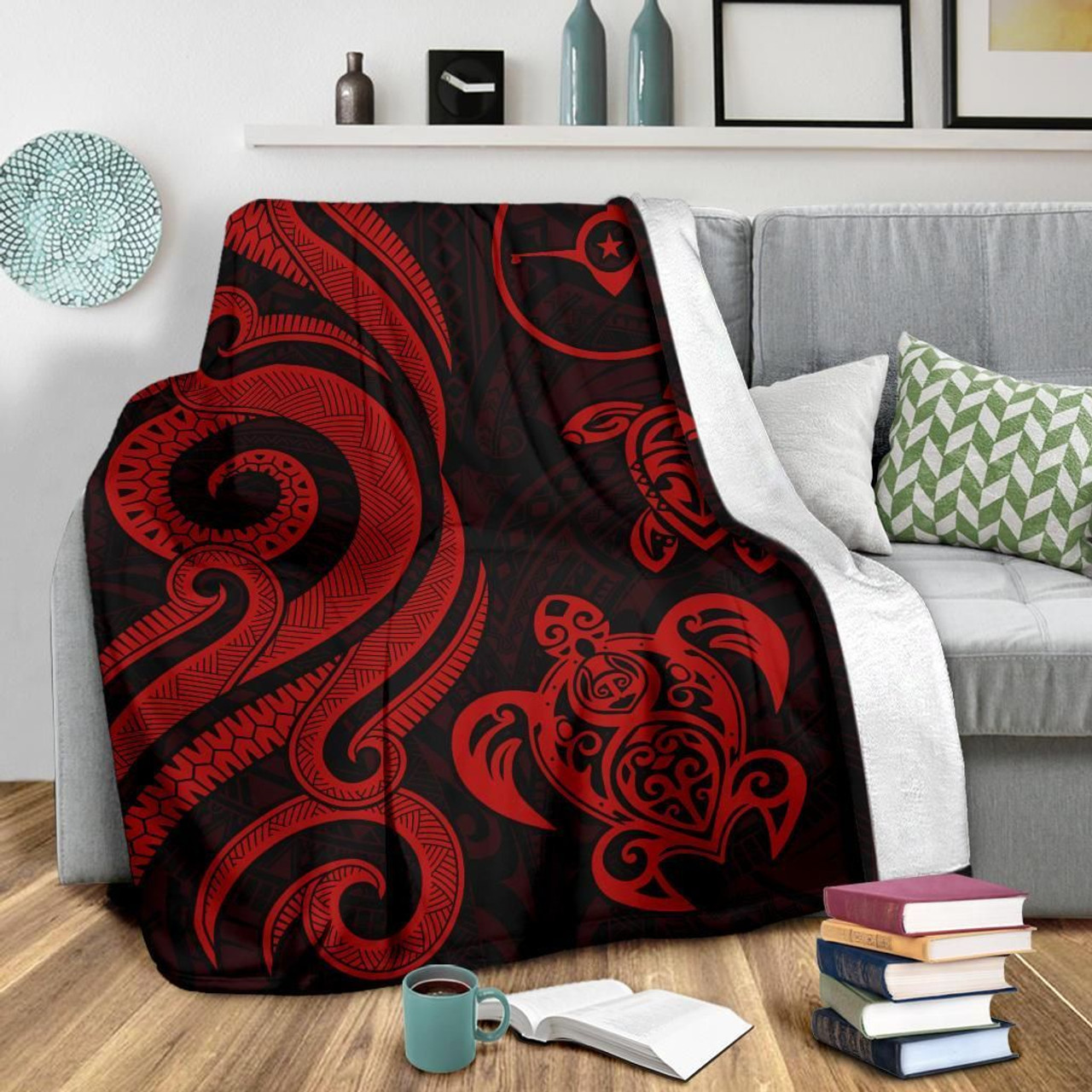 Yap Micronesian Premium Blanket - Red Tentacle Turtle 3