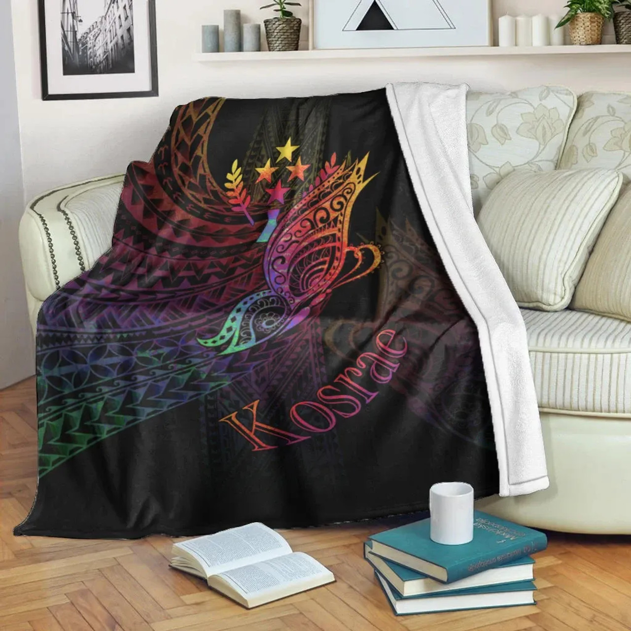 Kosrae State Premium Blanket - Butterfly Polynesian Style 1
