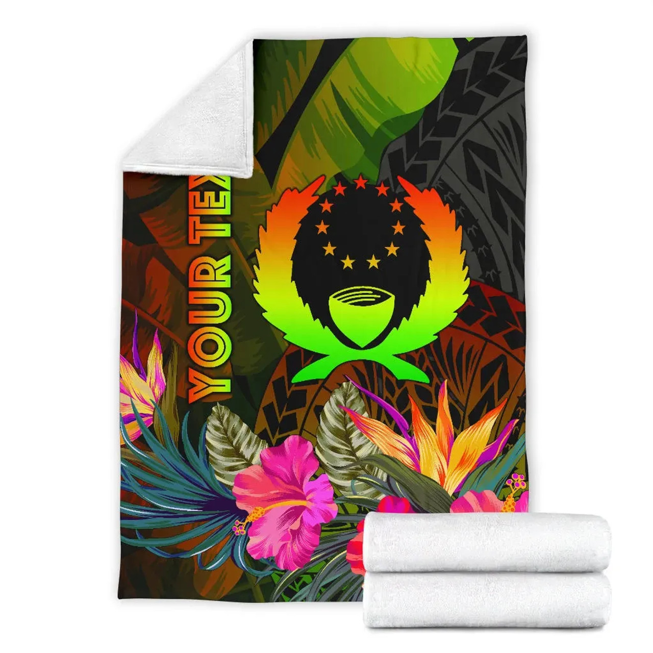 Pohnpei Polynesian Personalised Premium Blanket -  Hibiscus and Banana Leaves 7