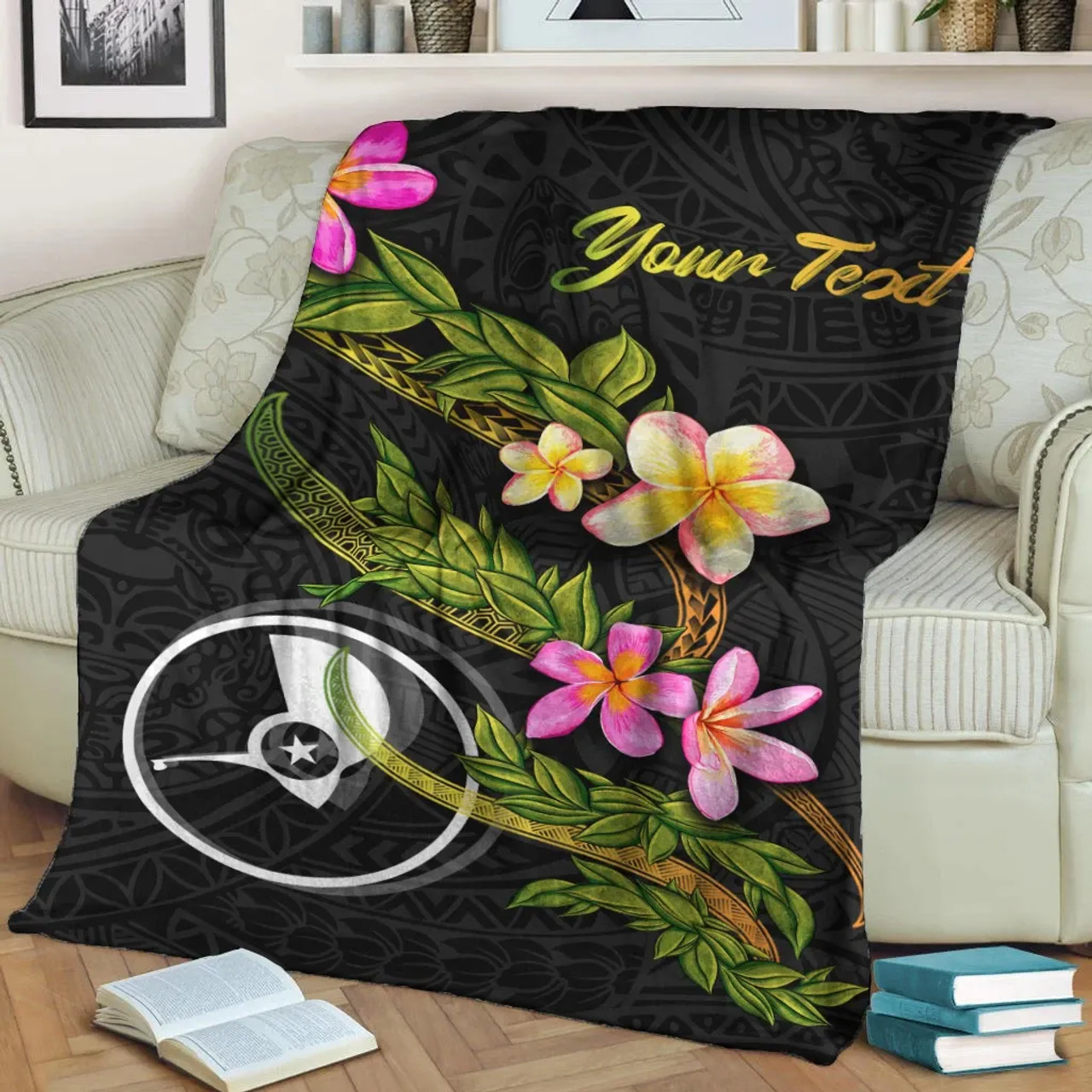 Yap Polynesian Custom Personalised Blanket - Plumeria Tribal 2