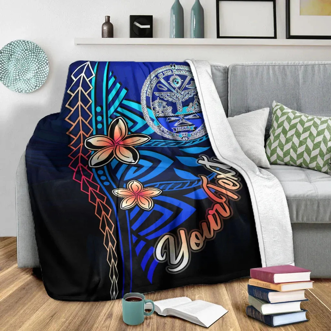 Marshall Islands Custom Personalised Premium Blanket - Vintage Tribal Mountain Crest 5