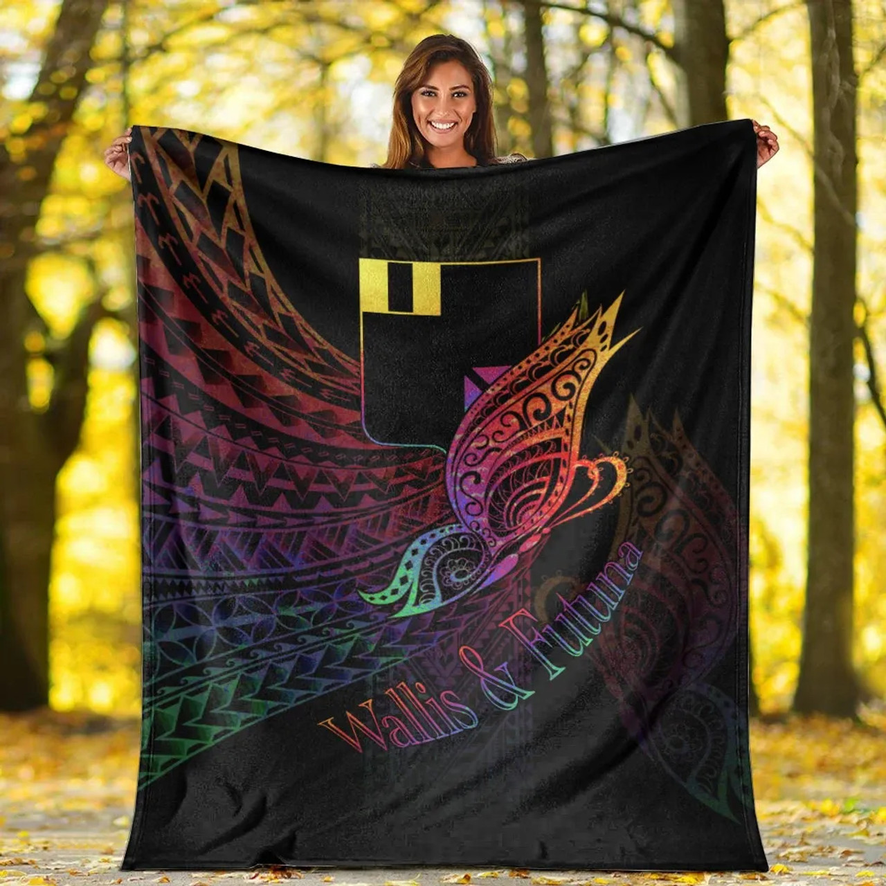 Wallis and Futuna Premium Blanket - Butterfly Polynesian Style 8