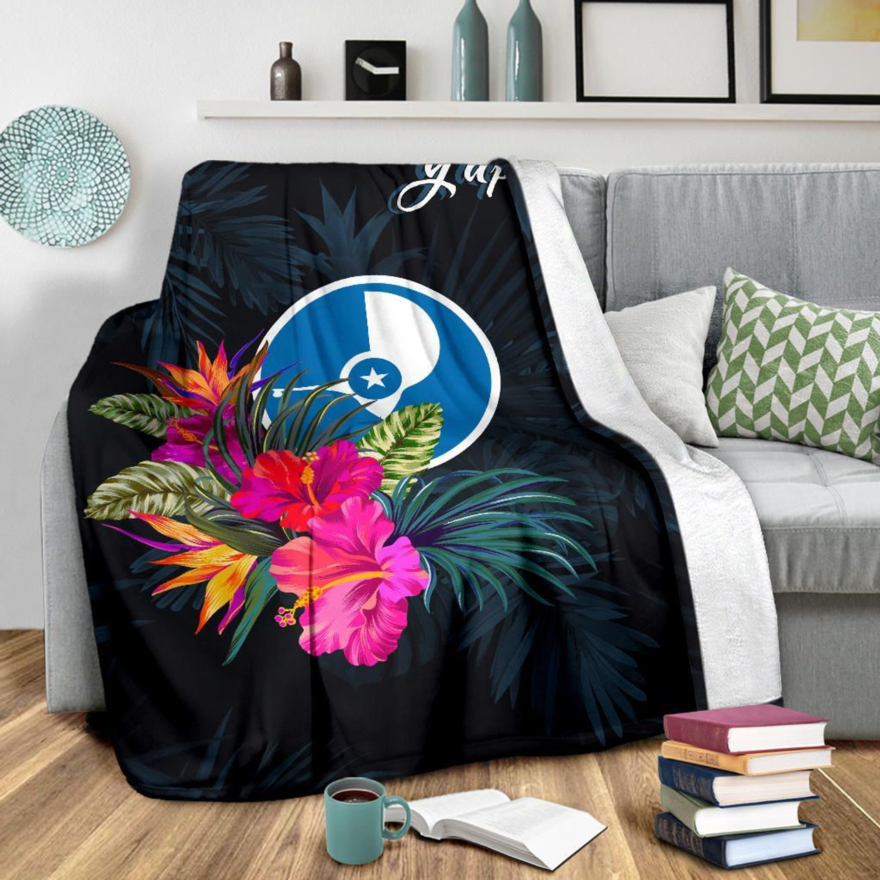Yap Polynesian Premium Blanket - Tropical Flower 3